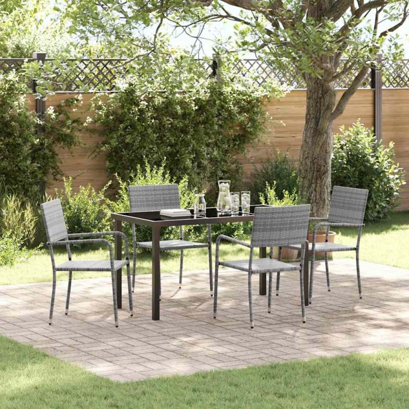 Ensemble de salle à manger pour jardin 5 pcs Gris polyrotin 564791564791