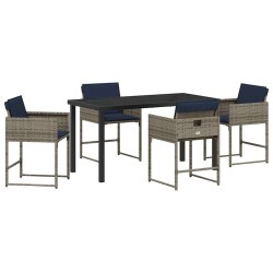 Ensemble de salle à manger pour jardin 5 pcs Gris polyrotin 564793564793