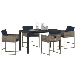 Ensemble de salle à manger pour jardin 5 pcs Gris polyrotin 564793564793