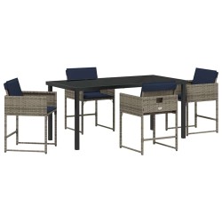 Ensemble de salle à manger pour jardin 5 pcs Gris polyrotin 564794564794
