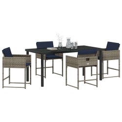 Ensemble de salle à manger pour jardin 5 pcs Gris polyrotin 564794564794