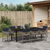 Ensemble de salle à manger pour jardin 9 pcs Gris polyrotin 564795564795