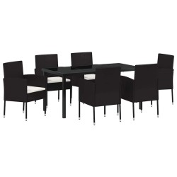 Ensemble de salle à manger pour jardin 7 pcs Noir polyrotin 564798564798