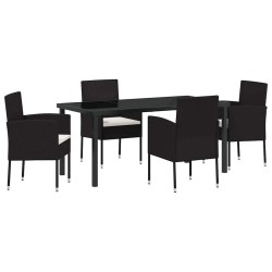 Ensemble de salle à manger pour jardin 5 pcs Noir polyrotin 564800564800