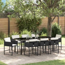 Ensemble de salle à manger pour jardin 9 pcs Noir polyrotin 564802564802