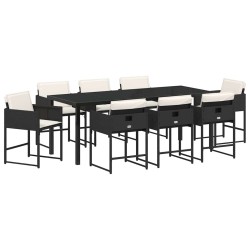Ensemble de salle à manger pour jardin 9 pcs Noir polyrotin 564802564802