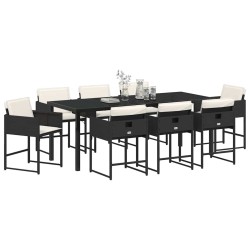 Ensemble de salle à manger pour jardin 9 pcs Noir polyrotin 564802564802