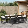 Ensemble de salle à manger pour jardin 9 pcs Noir polyrotin 564802564802