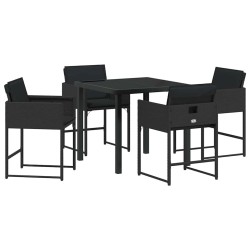 Ensemble de salle à manger pour jardin 5 pcs Noir polyrotin 564803564803