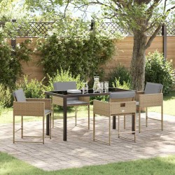 Ensemble de salle à manger pour jardin 5 pcs Beige polyrotin 564804564804