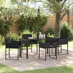 Ensemble de salle à manger pour jardin 5 pcs Noir polyrotin 564805564805