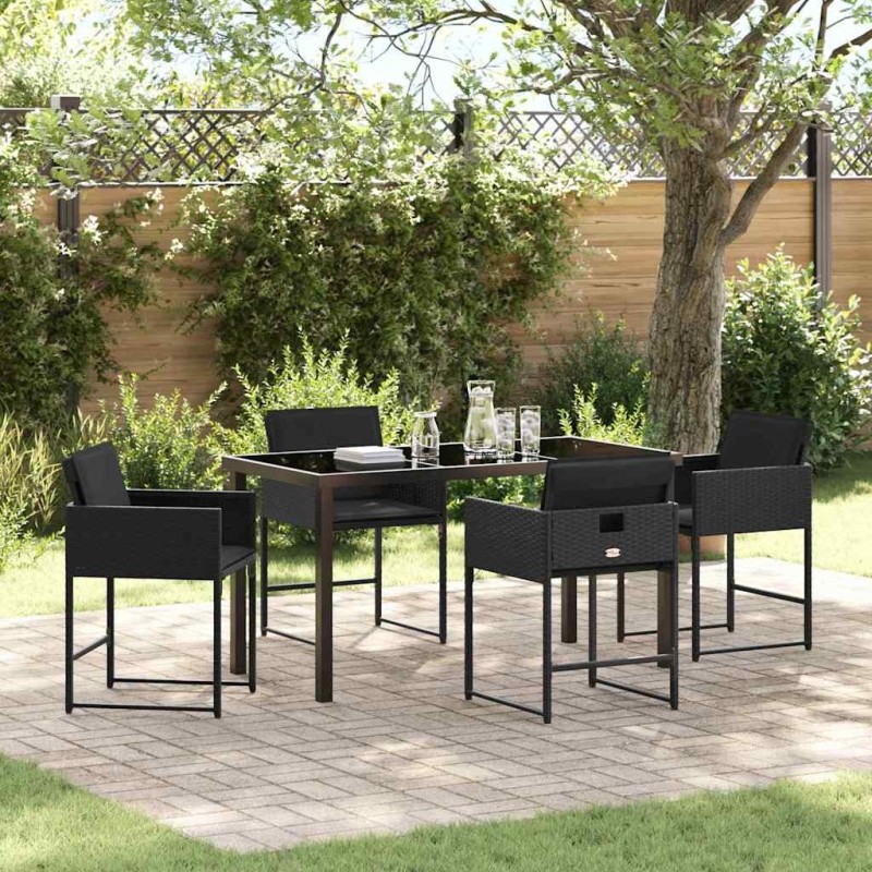 Ensemble de salle à manger pour jardin 5 pcs Noir polyrotin 564805564805