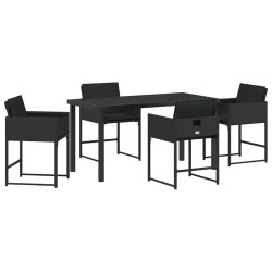 Ensemble de salle à manger pour jardin 5 pcs Noir polyrotin 564805564805