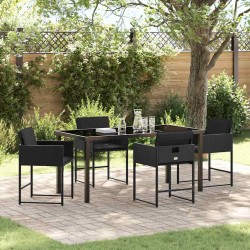Ensemble de salle à manger pour jardin 5 pcs Noir polyrotin 564808564808