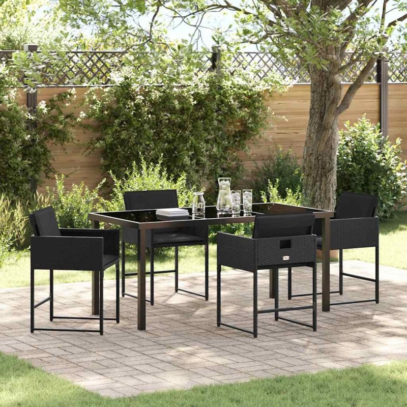Ensemble de salle à manger pour jardin 5 pcs Noir polyrotin 564808564808