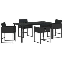 Ensemble de salle à manger pour jardin 5 pcs Noir polyrotin 564808564808