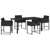 Ensemble de salle à manger pour jardin 5 pcs Noir polyrotin 564808564808