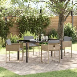 Ensemble de salle à manger pour jardin 5 pcs Beige polyrotin 564809564809