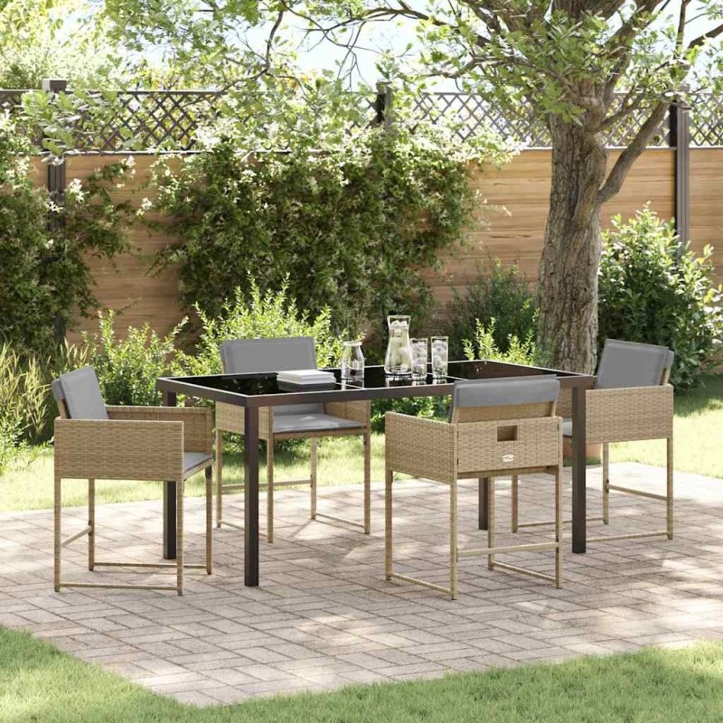 Ensemble de salle à manger pour jardin 5 pcs Beige polyrotin 564809564809