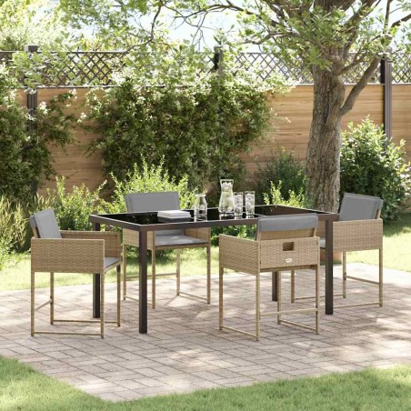 Ensemble de salle à manger pour jardin 5 pcs Beige polyrotin 564809564809