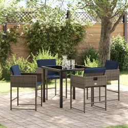 Ensemble de salle à manger pour jardin 5 pcs Gris polyrotin 564810564810
