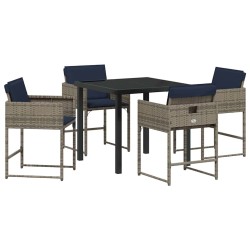 Ensemble de salle à manger pour jardin 5 pcs Gris polyrotin 564810564810
