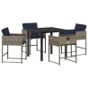 Ensemble de salle à manger pour jardin 5 pcs Gris polyrotin 564810564810