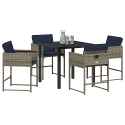 Ensemble de salle à manger pour jardin 5 pcs Gris polyrotin 564810564810