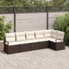 Ensemble de canapé de jardin 6 pcs Marron et blanc polyrotin 564875564875