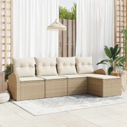 Ensemble de Canapés avec coussin 5 pcs Beige et blanc polyrotin 564876564876