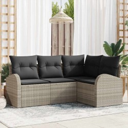 Ensemble de canapé de jardin 4 pcs Gris clair polyrotin 564879564879