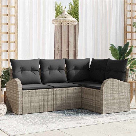 Ensemble de canapé de jardin 4 pcs Gris clair polyrotin 564879564879