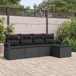Ensemble de Canapés avec coussin 5 pcs Noir polyrotin 564881564881