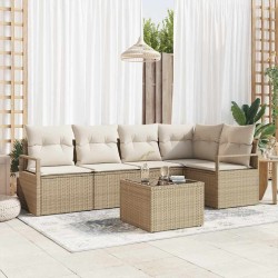 Ensemble de canapé de jardin 6 pcs Beige et crème polyrotin 564883564883