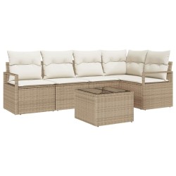 Ensemble de canapé de jardin 6 pcs Beige et crème polyrotin 564883564883