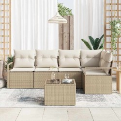 Ensemble de canapé de jardin 6 pcs Beige et crème polyrotin 564883564883