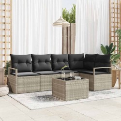 Ensemble de canapé de jardin 6 pcs Gris clair polyrotin 564885564885