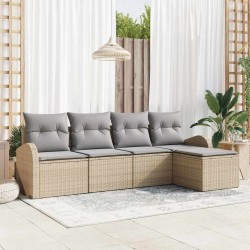 Ensemble de Canapés 5 pcs Beige et Gris clair polyrotin 564886564886