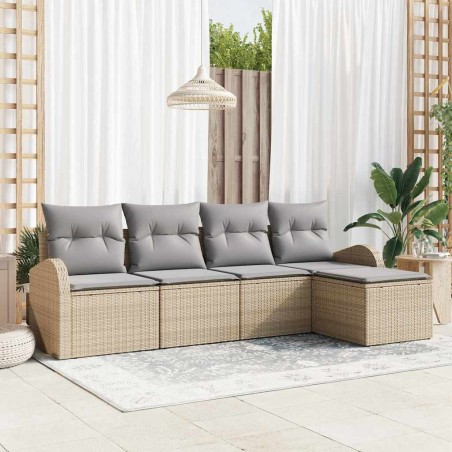 Ensemble de Canapés 5 pcs Beige et Gris clair polyrotin 564886564886