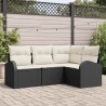 Ensemble de canapé de jardin 4 pcs Noir et Blanc polyrotin 564891564891