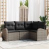 Ensemble de canapé de jardin avec coussin 4 pcs Gris polyrotin 564892564892