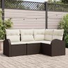 Ensemble de canapé de jardin 4 pcs Marron et blanc polyrotin 564893564893