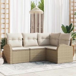 Ensemble de canapé de jardin 4 pcs Beige et blanc polyrotin 564895564895