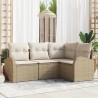 Ensemble de canapé de jardin 4 pcs Beige et blanc polyrotin 564895564895