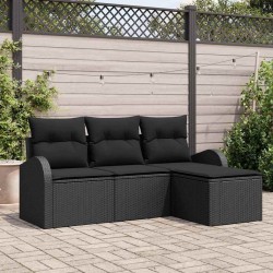 Ensemble de Canapés avec coussin 4 pcs Noir polyrotin 564898564898