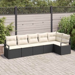 Ensemble de canapé de jardin 6 pcs Noir et Blanc polyrotin 564900564900