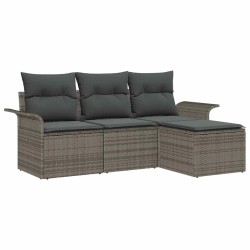 Ensemble de canapé de jardin avec coussin 4 pcs Gris Poly rotin 564904564904