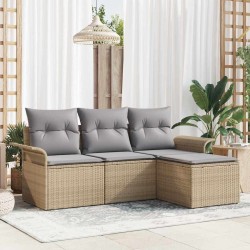 Ensemble de canapé de jardin 4 pcs Beige Poly rotin 564905564905