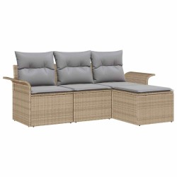 Ensemble de canapé de jardin 4 pcs Beige Poly rotin 564905564905