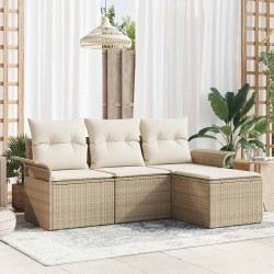 Ensemble de canapé de jardin 4 pcs Beige Poly rotin 564906564906